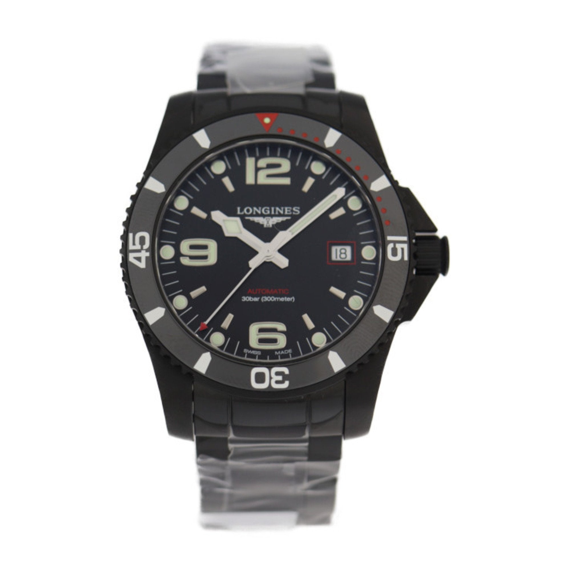 Longines HydroConquest Watch L3.742.2.56.6 Stainless Steel Black Black