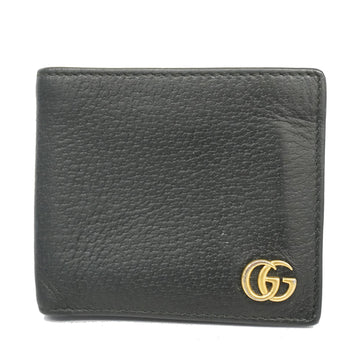 GUCCIAuth  GG Marmont Gold Hardware 428725 Women's Leather Wallet Black