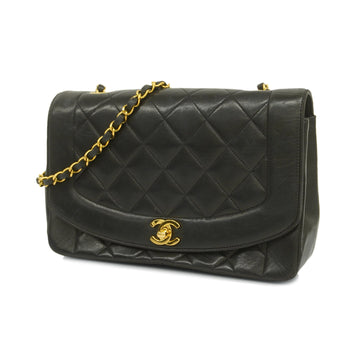 Chanel Shoulder Bag Matelasse Diana Flap Single Chain Lambskin Black Gold metal