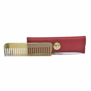 HERMES Buffalo Horn Leather Others Beige,Red Color Etui Penns New Eve Pay Necked Comb