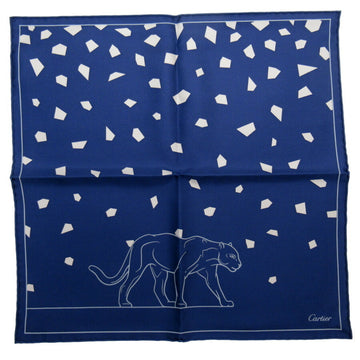 CARTIER Scarf Panthere Navy Gray Silk