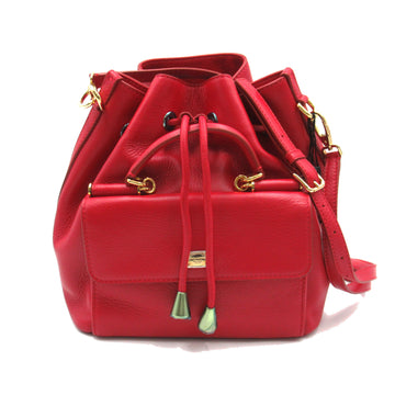 DOLCE & GABBANA Drawstring Shoulder Bag Red leather