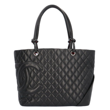 CHANEL Cambon Tote Bag Calf Black Women's