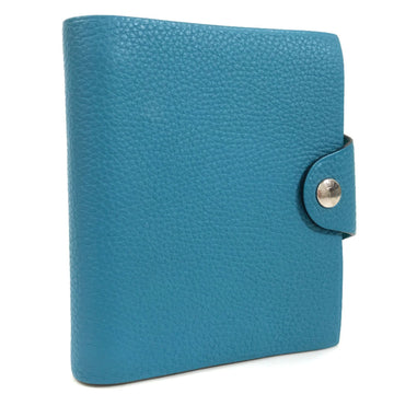 HERMES Notebook cover Ulysse R stamp Made in 2014 Taurillon Clemence Blue Ladies