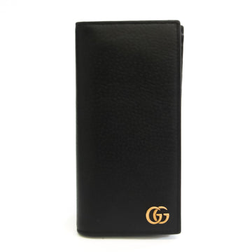 Gucci GG Marmont 428740 Unisex Leather Long Wallet (bi-fold) Black