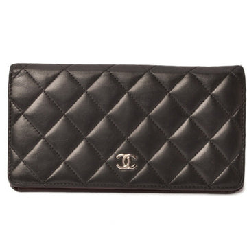 CHANEL wallet  long timeless classic A31509 matelasse lambskin black Bordeaux