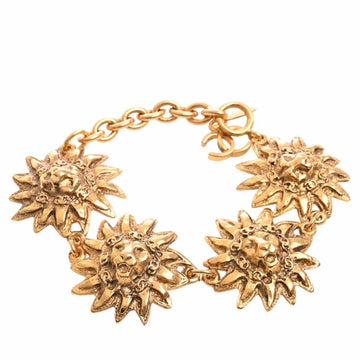 CHANEL Lion Motif Coco Mark Bracelet Gold Women's