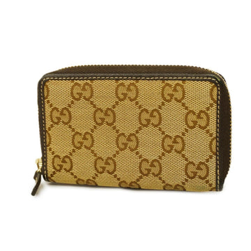 GUCCI coin case GG canvas 255452 brown beige gold hardware ladies