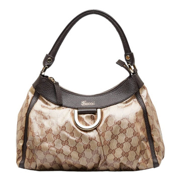 GUCCI GG Crystal Abbey One Shoulder Bag 265692 Beige Brown PVC Leather Ladies