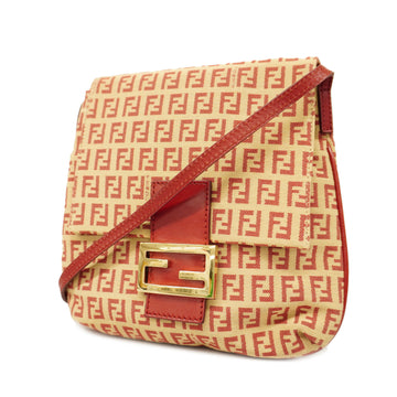 FENDIAuth  Zucchino Shoulder Bag Women's Canvas Shoulder Bag Beige,Red Color