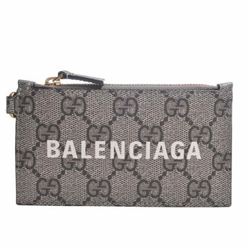 GUCCI Balenciaga Collaboration GG Supreme The Hacker Project Card Case 681706 Beige Women's