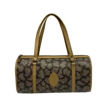 YVES SAINT LAURENT Vintage YSL Logo Giraffe Leather Genuine Handbag Mini Boston Bag Brown