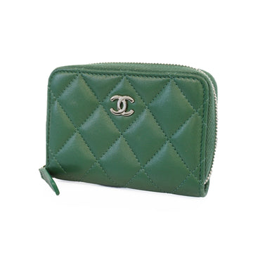 Chanel Matelasse Lambskin Coin Purse/coin Case Green