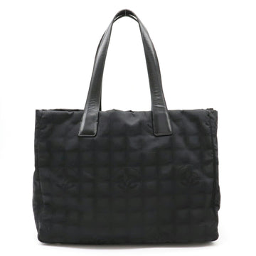 Chanel New Line Tote MM Bag Shoulder Nylon Jacquard Leather Black A15991