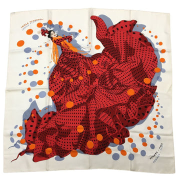 HERMES Scarf Carre 90 I HOLA FLAMENCA Ora Flamenca Silk 100% Red Women's