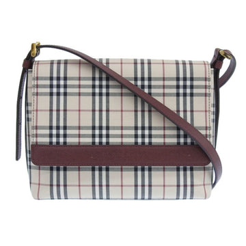 BURBERRY Canvas Plaid Shoulder Bag - Multicolor: Bordeaux