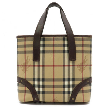 BURBERRY Nova check pattern handbag tote bag PVC leather beige black red dark brown