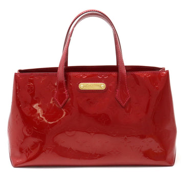 LOUIS VUITTON Monogram Verni Wilshire PM Handbag Tote Bag Enamel Calf Pom Damour Red M93642