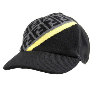 FENDI Wool FF Baseball Cap #58cm FXQ768 Black Ladies