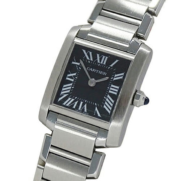 CARTIER Watch Women's Tank Francaise SM Asia Limited Quartz Stainless Steel SS W51026Q3 Silver Black Polished