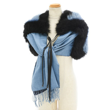 FENDI Fox Fur Stole Blue/Black FVG480