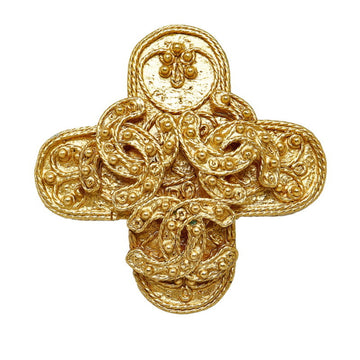 CHANEL Triple Coco Mark Brooch Gold Plated Ladies