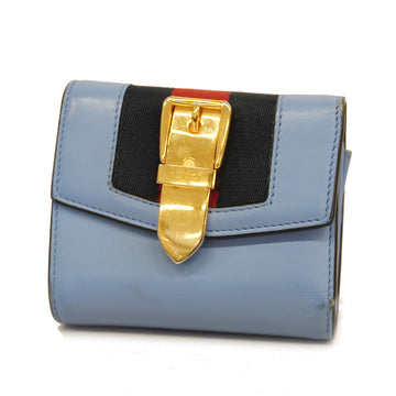 GUCCIAuth  Tri-fold Wallet Sylvie 476081 Women's Leather Wallet [tri-fold] Blue