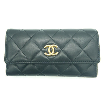 CHANEL Matelasse Medium Flap Wallet Coco Mark Lambskin Black