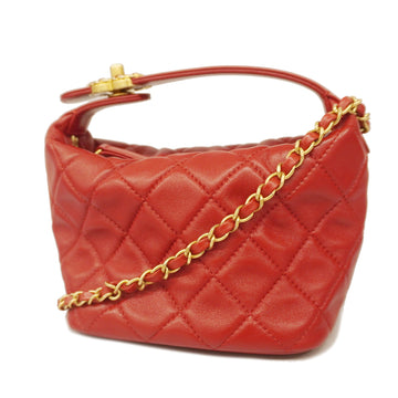 Chanel Matelasse Shoulder Bag Women's Leather Red Color