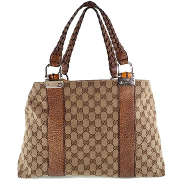 GUCCI 232947 GG Canvas x Bamboo Brown Women's Tote Bag