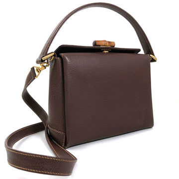 GUCCI Shoulder Bag Bamboo Back 000 33 0175 Leather Brown Ladies