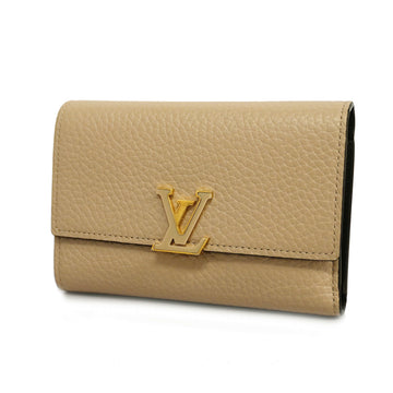 LOUIS VUITTON[3yc1873] Auth  Trifold Wallet Taurillon Portefeuille Capucines Compact M62159 Galle