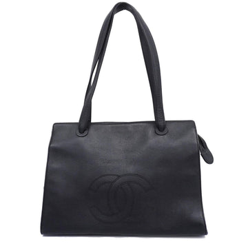 CHANEL tote bag caviar skin black ladies