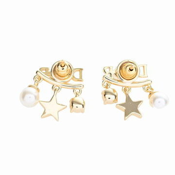 Christian Dior Revolution Rhinestone Pearl Logo Earrings E1169DVORS_D301 Gold Metal