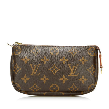 LOUIS VUITTON Monogram Bucket PM Attached Pouch Brown PVC Leather Ladies