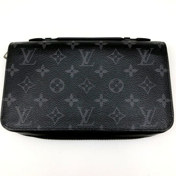 LOUIS VUITTON Zippy XL M61698 Monogram Eclipse Black Silver Hardware Long Wallet Men's