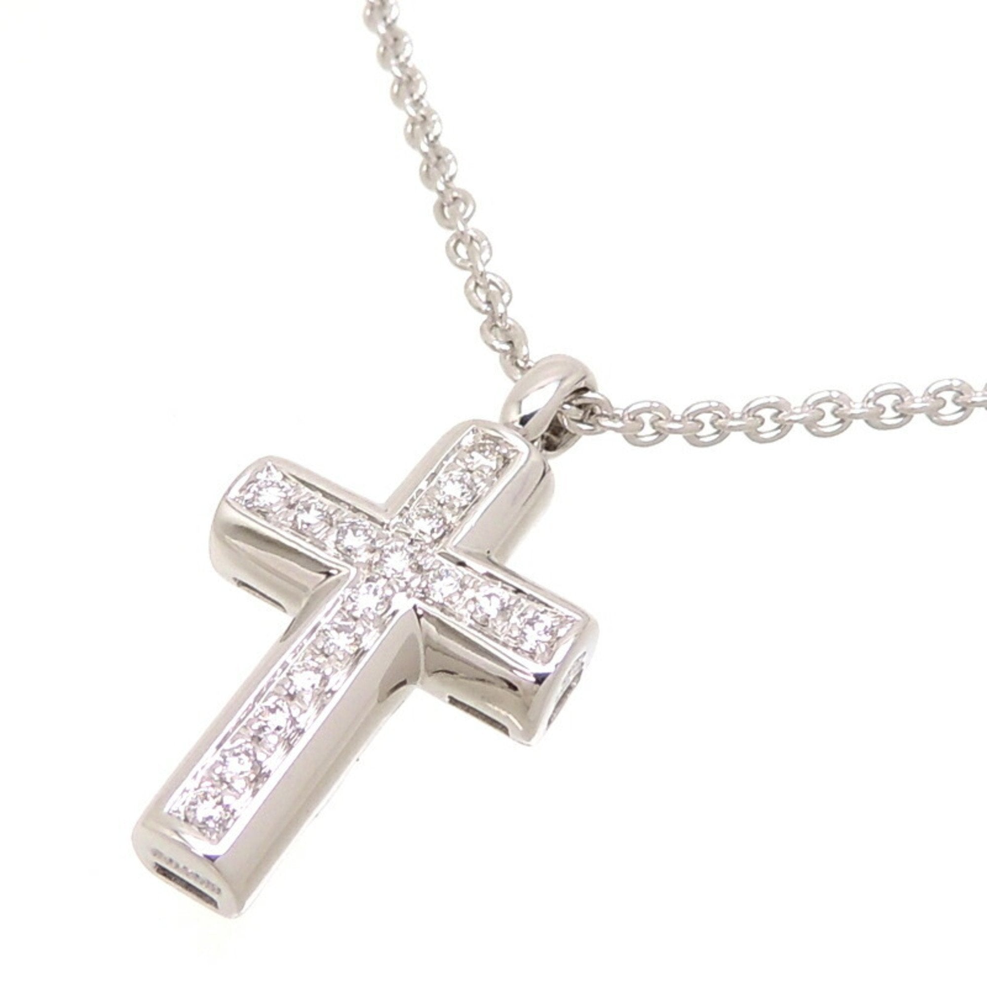 BVLGARI Latin Cross Diamond Women's/Men's Necklace 750 White