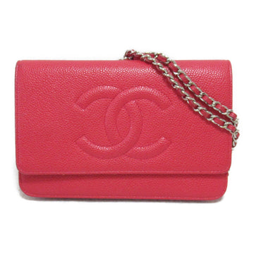 CHANEL Chain wallet Red Caviar Skin [Grained Calf]