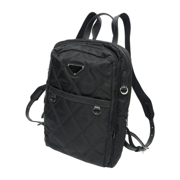 Prada rucksack medium backpack unisex quilting silver metal fittings black 1BZ017