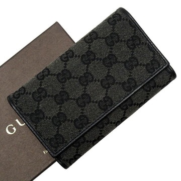 GUCCI trifold wallet GG black x gray canvas leather 263114