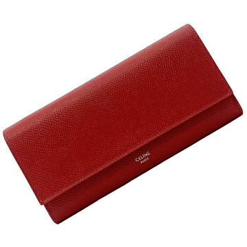 Celine Long Bi-Fold Wallet Large Flap Red 10167 Leather CELINE W Women's 12 Cards