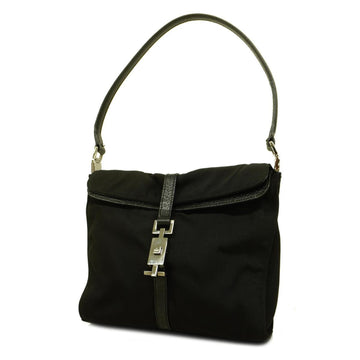 GUCCI Shoulder Bag Jackie 001 3734 Nylon Black Silver Hardware Women's