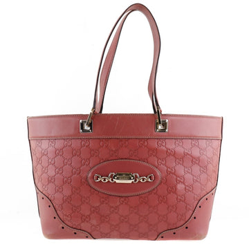 GUCCI GG 145993 Striped Leather Pink Ladies Tote Bag