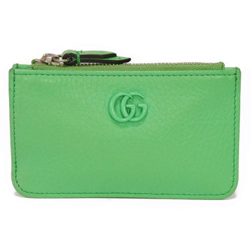 GUCCI Coin Case Double G Keychain Card Calf Pastel GG Marmont Mint Green ?701070 17WEF 3451 Men's Women's Wallet