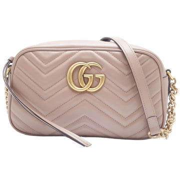 GUCCI GG Marmont Quilted Shoulder Bag 447632 Crossbody Leather Beige 450174