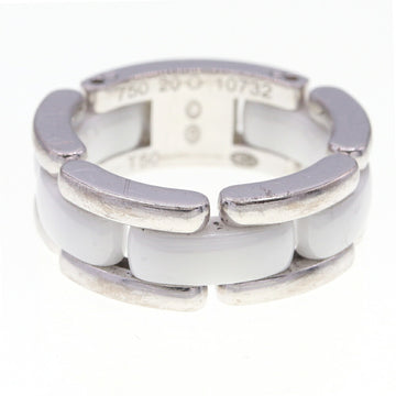 CHANEL Ring Ultra Collection Medium WG White Gold Ceramic Size 50 No. 10 Women's