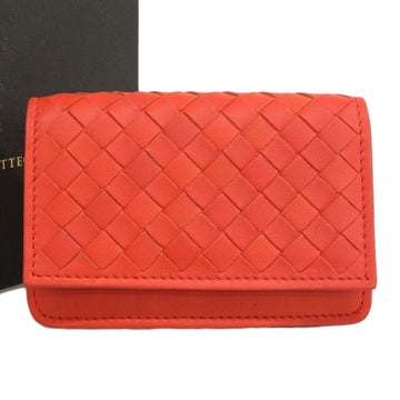 BOTTEGA VENETA Intrecciato Business Card Holder Leather Vermilion