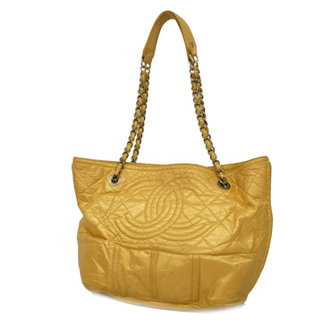 CHANELAuth  Matelasse Chain Shoulder Women's Leather Shoulder Bag Gold
