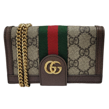 GUCCI iPhone SE Case Card Chain Shoulder 523163 Notebook Type Smartphone Leather Canvas Women's Men's