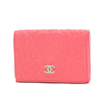 CHANEL camellia compact wallet caviar skin pink AP0116